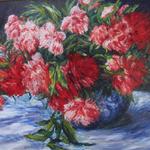 Peonies - oil, 20x24, after Renoir (c.1880)