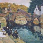 Washerwomen at Quimperle - oil, 22x28, after Thaulow (1901-02)