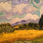 Wheatfield with Cypresses, after Van Gogh, 24x36