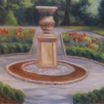 Garden Fountain - oil, 14x18